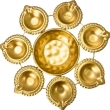 RAS DECO Golden Metal Decorative Diya Set