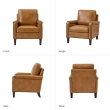 Camel Leather Chair with Solid Wood Legs