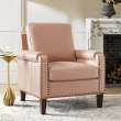 Pink Leather Chair with Solid Wood Legs