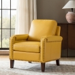 Yellow Leather Chair with Solid Wood Legs