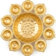 Circular Floral Metal Urli for Diwali Decoration