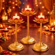 Decorative metal lotus tea light candle holder set for home decor