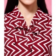 Vijay Enterprises women sleeveless casual top with bow tie neck printed maroon design