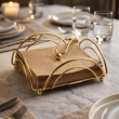 Golden dining table napkin organizer