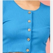 Vijay Enterprises blue cropped cardigan with button front design for women