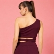 Regular fit one shoulder crop top with belt for women