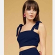 Navy blue fitted cami crop top for women