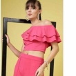 Baby pink ruffle crop top for casual and party wear