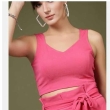 Casual V neck cotton crop top for women