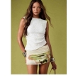 Women's white textured sleeveless fitted top
