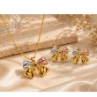 Chic tricolor bow necklace and earrings set