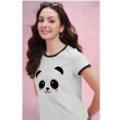White Printed Round Neck T-Shirt Front View