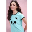Sky Blue Printed Round Neck T-Shirt Front View