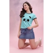 Women's Sky Blue Printed Casual T-Shirt