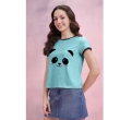 Sky Blue Cotton Blend Women's T-Shirt