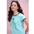 Stylish sky blue t-shirt with printed design and round neckline