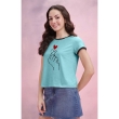 Comfortable sky blue cotton blend t-shirt for women with stylish print