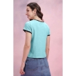 Women's casual printed sky blue t-shirt with soft cotton blend fabric