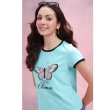 Stylish sky blue t-shirt with printed design and round neckline