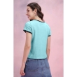 Women's casual printed sky blue t-shirt with soft cotton blend fabric