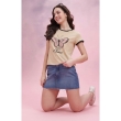 Stylish cream t-shirt with printed design and round neckline