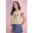 Comfortable cream cotton blend t-shirt for women with stylish print