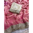KAVISHA Enterprise pink satin saree featuring elegant sequin butti work