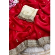 Stylish fancy satin saree with beautiful sequin butti detailing