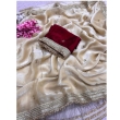 KAVISHA Enterprise white satin saree featuring elegant sequin butti design