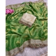 KAVISHA Enterprise light green satin saree featuring elegant sequin butti design