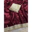 Elegant satin saree with sequin butti work and matching blouse piece