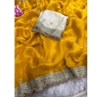 Women's fancy satin saree with sequin design and unstitched blouse