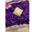 KAVISHA Enterprise purple satin saree featuring elegant sequin butti design