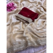 Premium fancy satin saree with sequin butti work and unstitched blouse piece