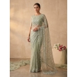 KAVISHA Enterprise soft net saree paired with heavy work blouse