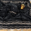 Designer satin saree with beautifully detailed heavy work blouse