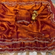 Orange fancy satin fabric saree with heavy work fancy blouse