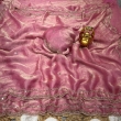 Pink fancy satin saree with heavy work fancy blouse