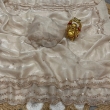 Cream fancy satin saree with heavy work fancy blouse