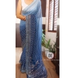 Blue fox georgette blouse with real mirror and hand work