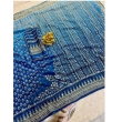 Blue designer blouse with real mirror and hand embroidery