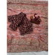 KAVISHA ENTERPRISE peach fandy satin fabric paired with contrast blouse