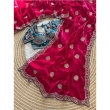 Stylish red fancy satin saree with matching blouse