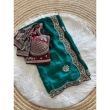KAVISHA ENTERPRISE teal fancy satin saree with blouse