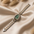 Emerald Dual Tone Crystal Bracelet Watch for Women