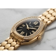 Gold Serpent Watch with Black Dial for Women