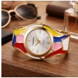 Women's Gold Enamel Cuff Bracelet Watch