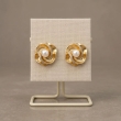 Vintage golden bloom pearl stud earrings for women