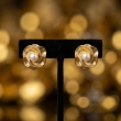 Elegant golden bloom pearl stud earrings
