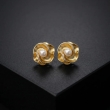 Vintage gold-tone pearl stud earrings for women